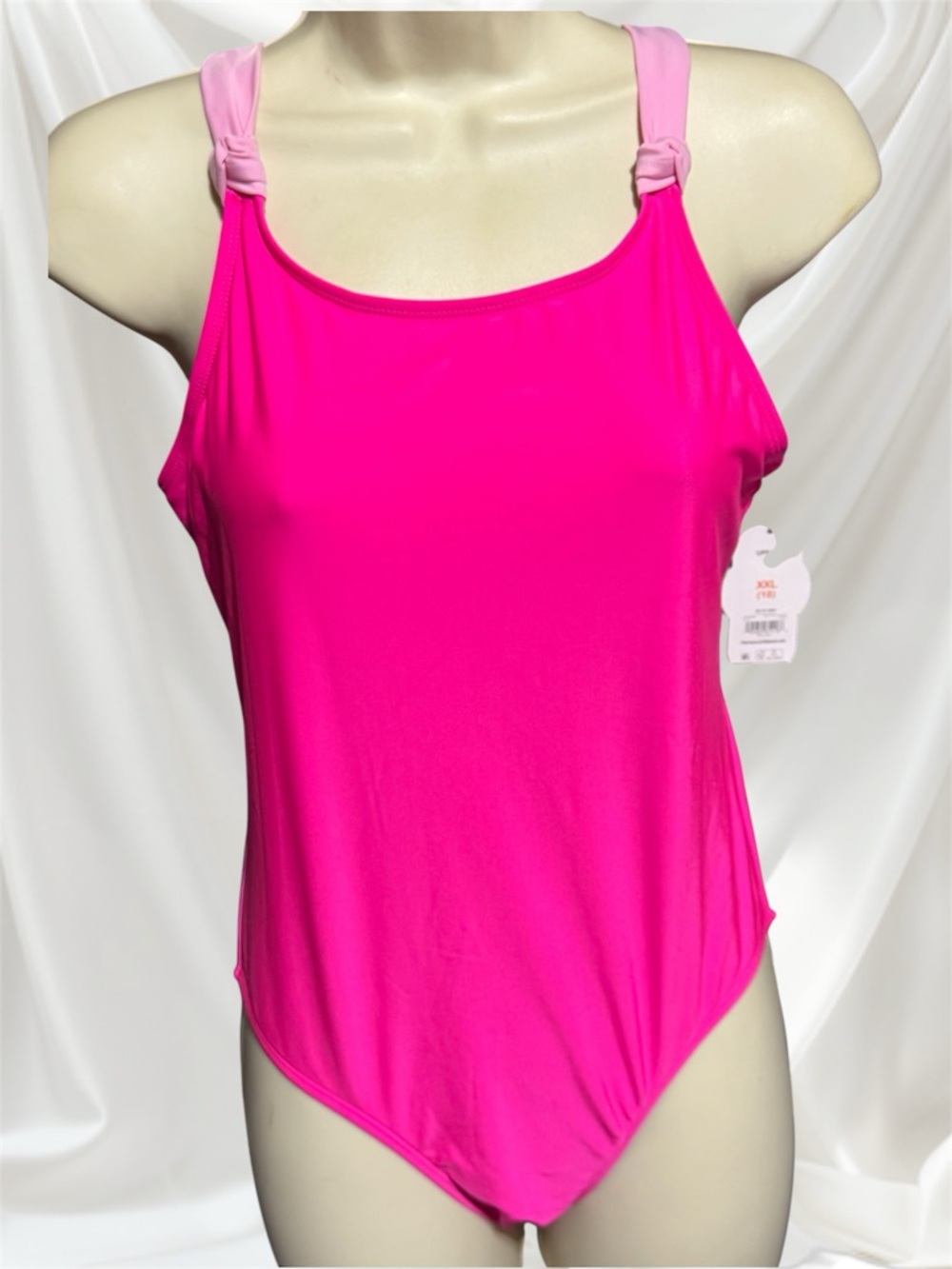 NWT Wonder Nation Bright Pink Swimsuit|knotted shoulders|Girls size XXL-18